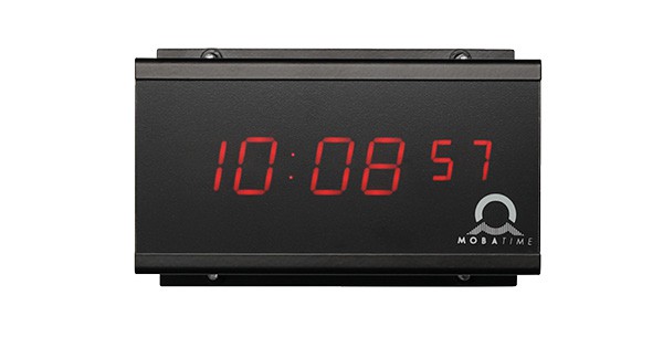 Front view of DC.20 digital clock with red display
