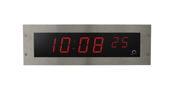 Front view of ECO-SLH-DC digital clock with red display